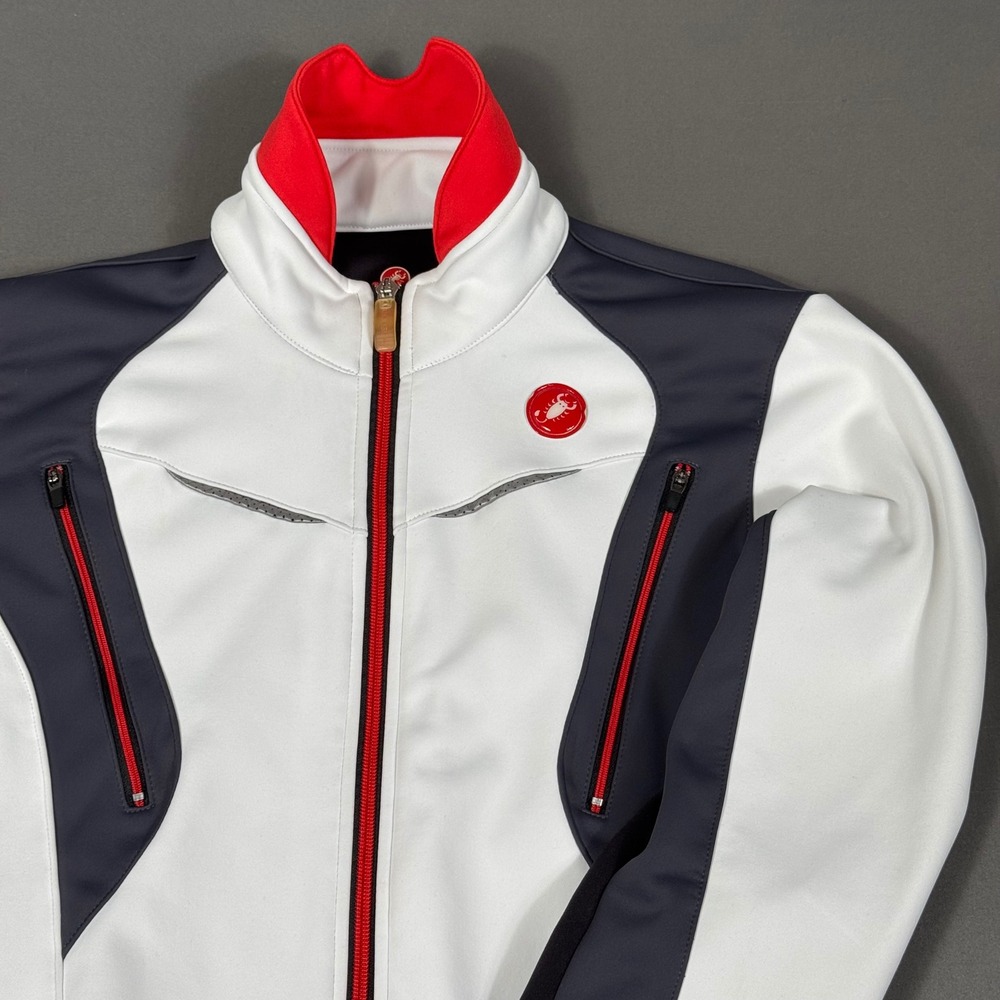 Castrelli Cycling Racing Jacket Men Size S Windstopper White Black Red Full Zip